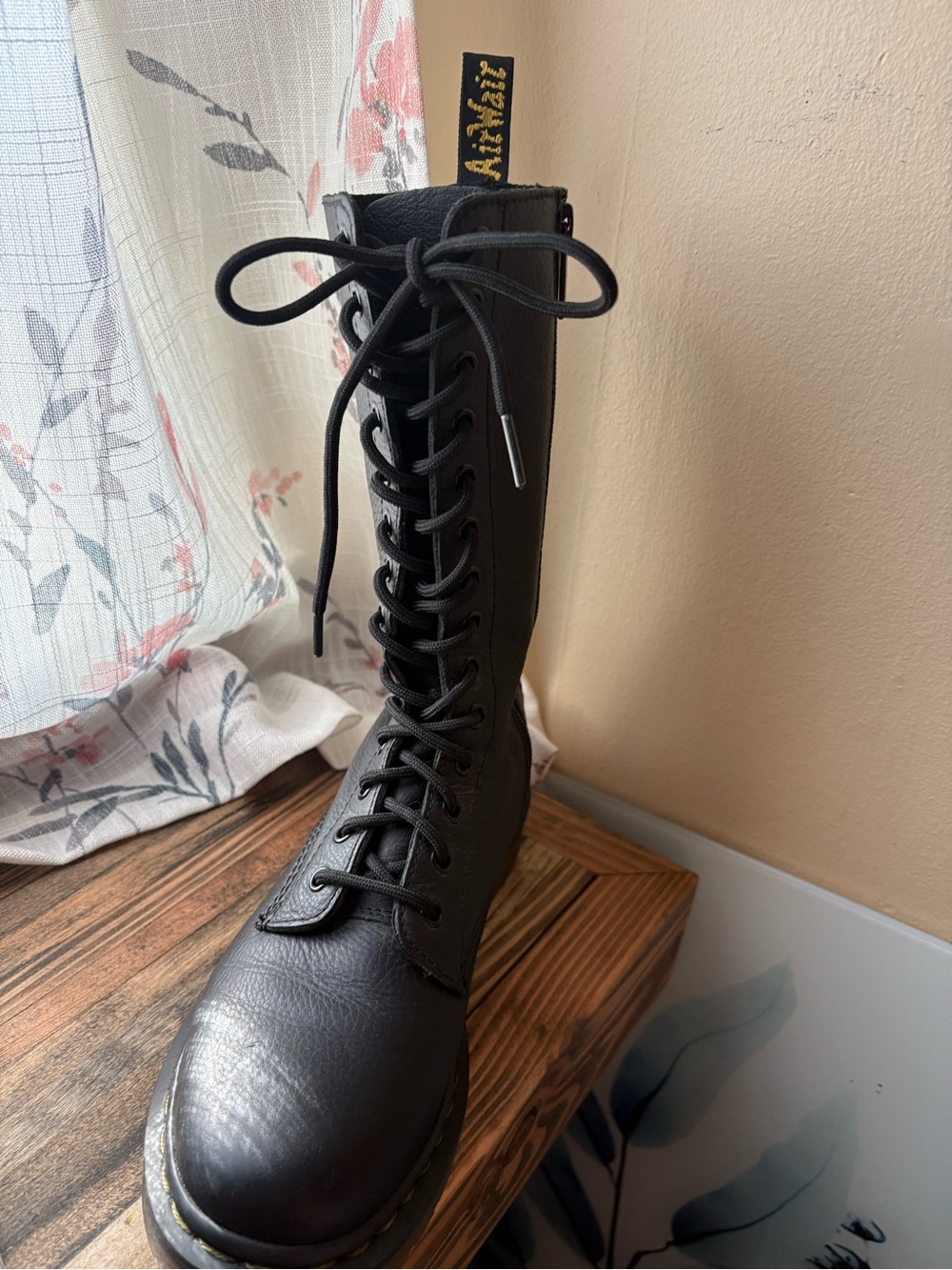 Dr. Martens 10-Eye Black Leather Combat Boots - Picture 2 of 12